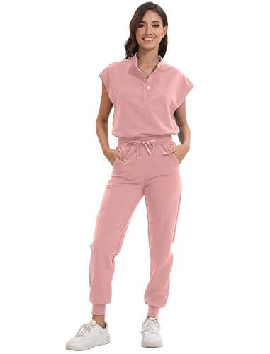 GGEH Scrub for Women Set - Stretch Scrub Top & Jogger Pants Mandarin Collar Anti-Wrinkle Scrub Suit Medical Uniform - Image 1
