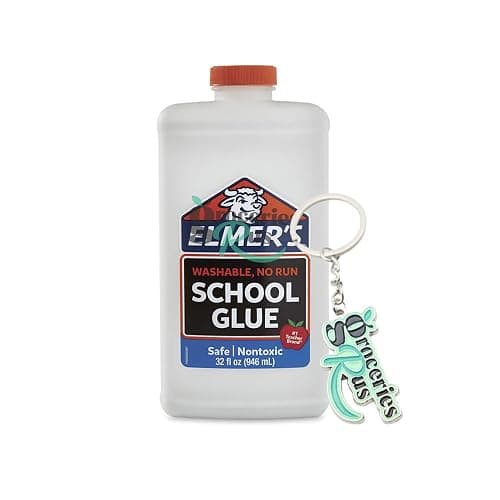 Elmèr's Liquid School Glue Washable I Great for Making Slime I White 32oz (946ml) I 5min Dry time I US Import I Include GroceriesRus Keyring - Image 1
