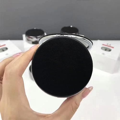 Compact Mini Round Makeup Mirror - Double Sided, Portable Folding Travel Mirror thumbnail 4