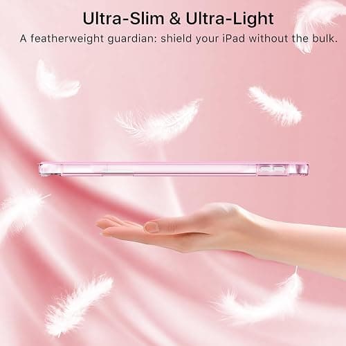 MoKo for iPad (A16) 11th Generation Case 11 Inch 2025, iPad 10th Generation Case 10.9 Inch 2022 with Pencil Holder, Slim Light Trifold Protective Cover with Hard PC Translucent Back Shell, Pink thumbnail 8