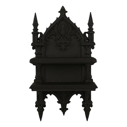 Uqezagpa Coffin Shelf Double Gothic Wall Shelf for Crystal and Plant Display Gothic Wall Decor Floating Shelves, Easy Assembly, 7.8" X 4.4 thumbnail 7