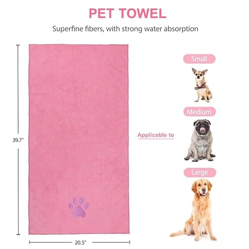 Kemodia 6PCS Pink Dog Washing Kit with Brush, Scrubber, Gloves, Towel & Bag | Dog Brush, Washing Gloves, 39.7" × 20.5" Towel, Shampoo Brush, Bath Scrubber and Big Toiletries Bag thumbnail 7