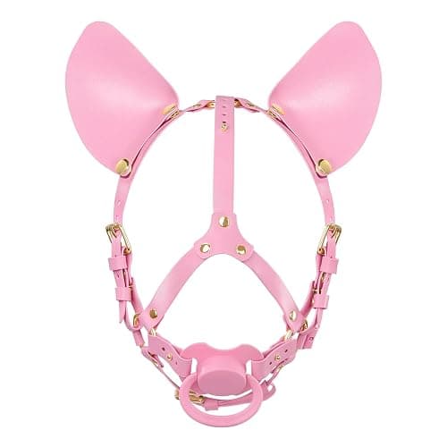 Littleforbig Leather Adjustable Strap Little Furry Pacifier Head Harness - Image 1