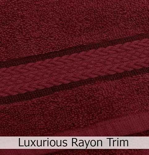 COTTON CRAFT Ultra Soft 6 Piece Towel Set - 2 Large Bath Towels, 2 Hand Towels, 2 Washcloths - Absorbent 580 GSM Quick Dry Everyday Luxury Hotel Bathroom Spa Gym Shower Pool - 100% Cotton - Burgundy thumbnail 4
