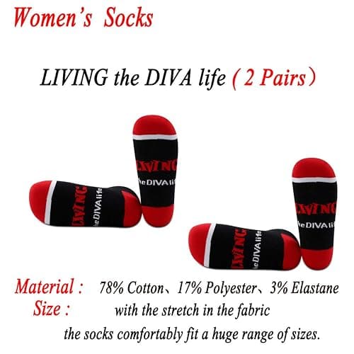 JXGZSO 2 Pairs Sorority Socks - Sister Gift: Living the Diva Life thumbnail 2