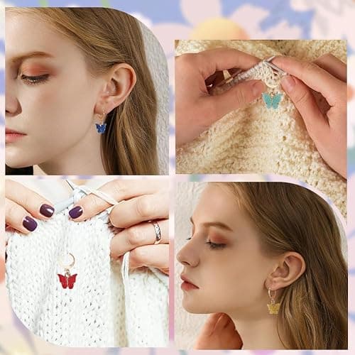 SUNNYCLUE 1 Box 16Pcs 8 Colors Knitting Crochet Markers Knitting Markers Charms Spring Butterfly Crochet Leverback Charms for Weaving Sewing Needleworks Women Adults DIY Supplies thumbnail 5
