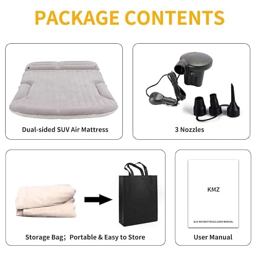 KMZ SUV Air Mattress Thickened and Double-Sided Flocking Travel Camping Bed with 2 Pillows & Electric Pump Dedicated Mobile Cushion Inflatable Bed for SUV Trunk and Rear Seat (Beige and Coffee) thumbnail 9