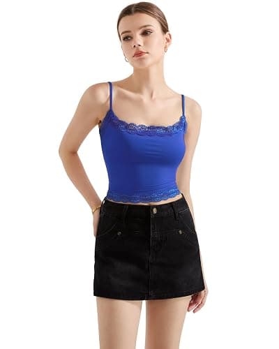 SUUKSESS Women Lace Double Lined Camisole Top Spaghetti Strap Going Out Tank Top thumbnail 2