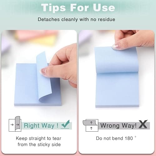 Sticky Notes 3x3 Inch, 8 Pads Light Colors Self-Adhesive, 8 Assorted Pastel Colors, 80 Sheets/Pad, Reusable Notepads for Office, School, and Home thumbnail 3