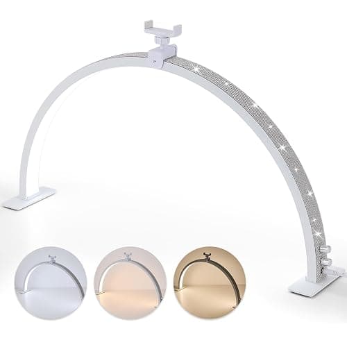 eccuslon Half Moon Light for Nail Desk with Phone Holder, 29" 50W Professional Desk Lamp with 3 Color Temperatures & Dimmer, Multi-Purpose Lighting for Eyelash Extensions, Nail Art, Tattoos, Reading thumbnail 2