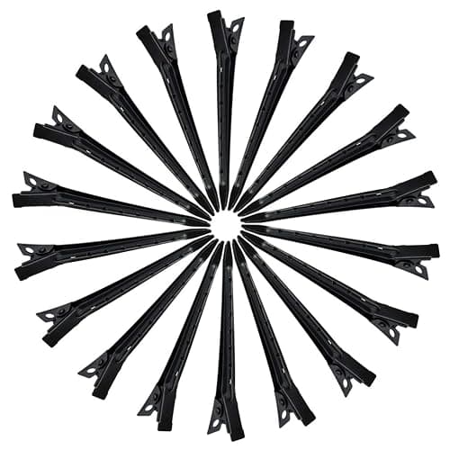 24 Packs Duck Bill Clips, Bantoye 2.75 Inches Rustproof Metal Alligator Curl Clips with Holes for Hair Styling, Hair Coloring, Black thumbnail 4