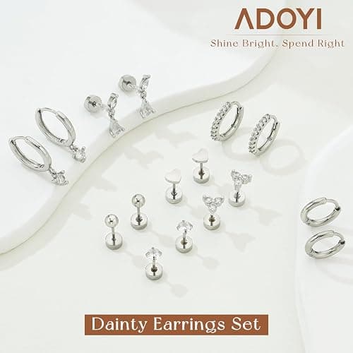 Adoyi 9 Pairs Gold Hoop Earrings Set for Womens Twisted Huggie Hoops Earrings 14K 18K Gold Plated for Girls Valentines Mother's Day Birthday Gifts Lightweight thumbnail 9