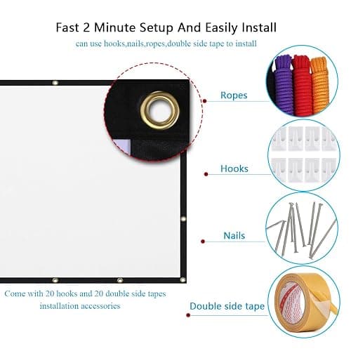 Mdbebbron 120 inch Projector Screen 16:9 Foldable Anti-Crease Portable Projector Movies Screens for Home Theater Outdoor Indoor Support Double Sided Projection thumbnail 3