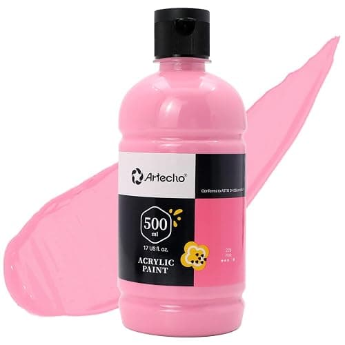 Artecho Pink Acrylic Paint - Large Bottle 500ml / 17oz, Craft Paint for Canvas, Rocks, Wood, Fabric, Ceramic, Non-Toxic - Image 1
