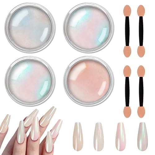 Allstarry Chrome Nail Powder Metallic Mirror Effect Pigment Chrome Iridescent Aurora Nail Glitter Mermaid Pearl Glitter Dust Kit for Gel Polish Nail Art Decoration, Resin Craft- Violet Green Emerald - Image 1