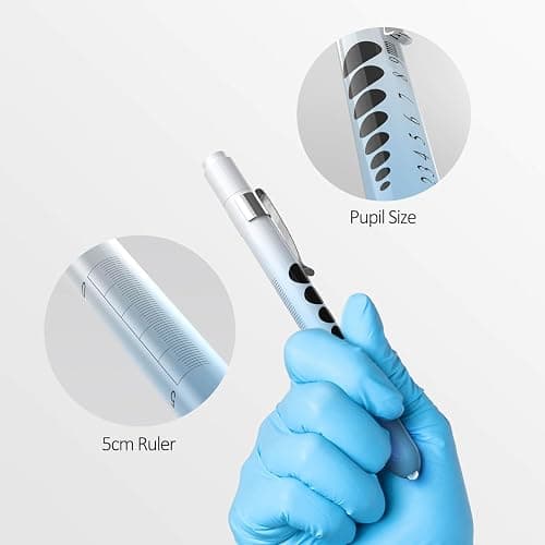 CAVN Pen Light with Pupil Gauge LED Penlight for Nurses Doctors, 2 Pcs Reusable Medical Penlight for Nursing Students, Gradient Pink and Blue thumbnail 3