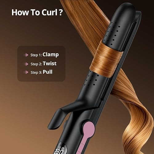 CrazyMar 2 in 1 Hair Straightener and Curler, Professional Straightener with 9 Adjustable Temp&360° Cool Airflow&Auto Shut-Off&Anti-Scald Shell&Digital Display&Dual Voltage&Ionic for Short&Long Hair thumbnail 5