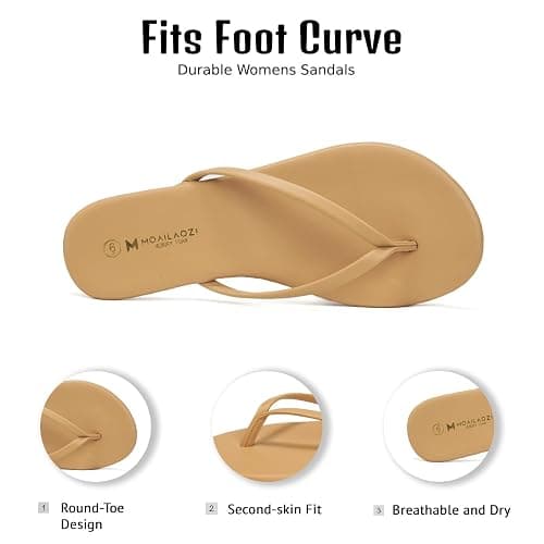 MOAILAOZI Flip Flops for Women With Memory Foam Insole Support,Soft Fabric Fits Comfortably Lightweight Slippers, Non-Slip Durable Beach Sandals Slip On Thong Cushion Flat Dressy thumbnail 3
