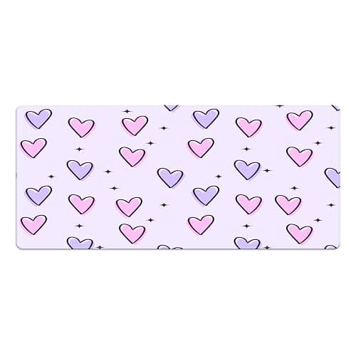 FCZ Large Gaming Mouse Pad 35.4''x15.7'' Pink Purple Love Hearts Extended Non-Slip Soft Rubber Mousepad Desk Mat for Desktop Office Stitched Edges Waterproof Keyboard Mat for Computer Laptop thumbnail 9