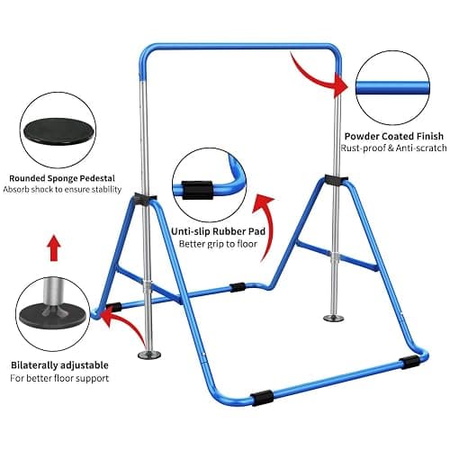 Tepemccu Expandable Gymnastics Bars, Adjustable Height Gymnastic Horizontal Bars, Children Folding Training Bar for Kids thumbnail 5