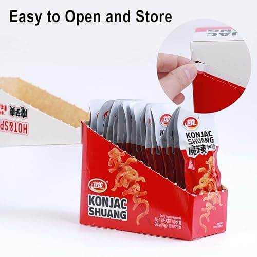 WeiLong Konjac Snack, Spicy Hot Strips, Spicy Snacks Latiao La tiao, Chinese Snacks Moyushuang, Spicy Flavor, 卫龙辣条，魔芋爽(香辣), 18g*20 Bags, Pack of 1 thumbnail 2