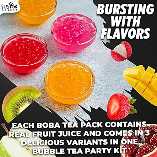 Fusion Select Strawberry, Mango, Passion Fruit Bursting Boba Popping Boba Pearls Fruit Tea Snack Toppings thumbnail 7