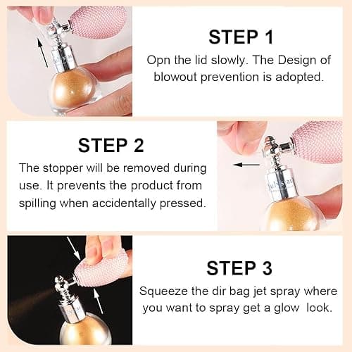 Pearl White Highlighter Spray, Loose Shimmer Powder Spray High Gloss Makeup for Face and Body, Long Lasting Glitter Hairspray for Rave Music Festival Party, Stage, Performance, Nightclubs, #1 - Pearl White thumbnail 6