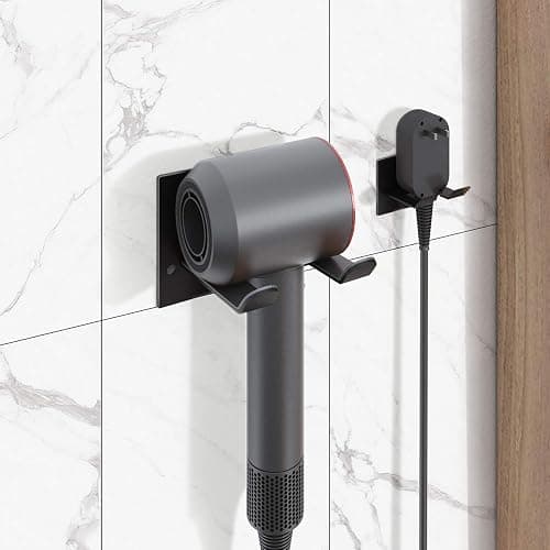 XIGOO Self Adhesive Hair Dryer Holder Wall Mounted - Adhesive Bathroom Hair Blow Dryer Rack Organizer Compatible with Supersonic Hair Dryers (Black) thumbnail 5