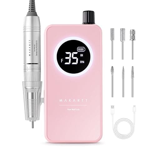 Makartt Rechargeable Nail Drill – 35000RPM Electric Nail File,Portable E File for Gel Nail Shaping & Removal, Quiet, Lightweight, 6H Battery, Easy to Use for Home & Salon, YEEYAN thumbnail 8