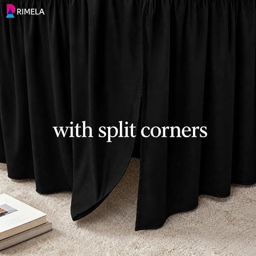 RIMELA Black Platform Dorm Bed Skirt Twin XL 25 Inch Drop, Extra Long Bedskirt with Split Corner for Raised & Lofted Bed, Bedroom Decor for Hide Clutter & Provides Privacy, Soft, Machine Washable thumbnail 3