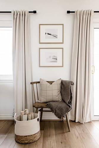 100% Blackout Shield Linen Blackout Curtains for Bedroom 120 Inches Long, Back Tab/Rod Pocket Living Room Drapes, Thermal Insulated Blackout Curtains 2 Panels Set, 50" W x 120" L,Cream thumbnail 6