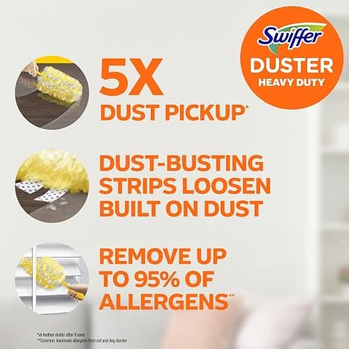 Swiffer Duster Kit with 3 ft Extendable Handle, Heavy Duty Dusting Starter Kit with 12 Refills, for Ceiling Fans, Vents and Hard to Reach Places thumbnail 3