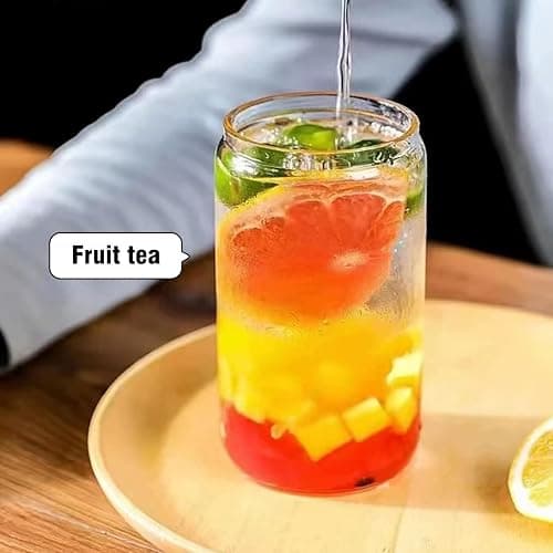 DAMCONME Glass Cups with Lids and Straws 1Pack,Glass Coffee Cups,Glass Cup with Lid for Iced Coffee,Smoothie,Cocktail,Beer,Whiskey,Soda,Matcha,16 Oz Glass Cup with Bamboo Lid,1 Brush thumbnail 4