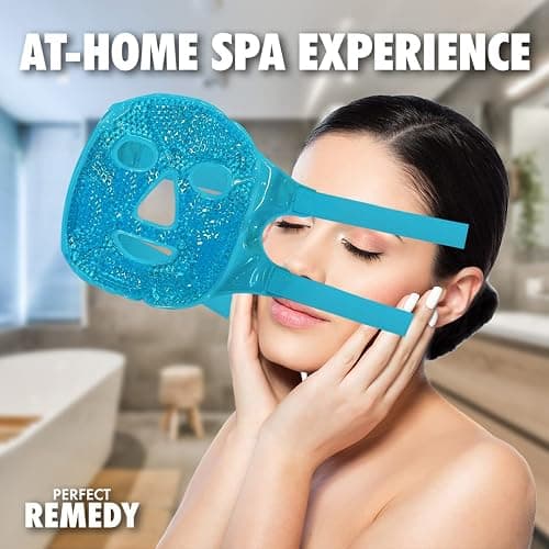 Perfect Remedy Face Ice Pack, Reusable Hot & Cold Ice Face Mask, Gel Compress for Helping with Puffy Eyes and aiding in Conditions of Swelling, Facial Spa Cooling Mask for Women and Men (Blue) thumbnail 4