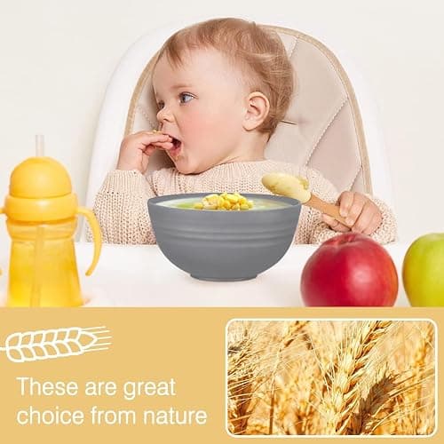 Wheat Straw Dinnerware Sets, Wheat Straw Plates and Bowls Sets for 4 Kitchen Dishes 28pcs College Dorm Room Essentials Cutlery Set Microwave Safe (Black) thumbnail 2
