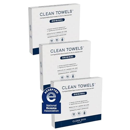 Clean Skin Club Clean Towels XL®, Travel Pack 100% USDA Biobased Disposable Face Towel, Eczema Association Accepted,Dry Wipes, TSA-Approved Travel Essential, 3 Packs, 30 ct Total - Image 1