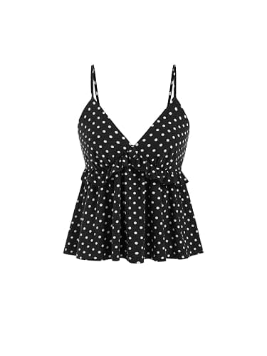CIDER Polka Dot Babydoll Tops for Women Cute V Neck Sleeveless Going Out Tops Flowy Crop Tank Top Summer Outfits Y2K - Image 1