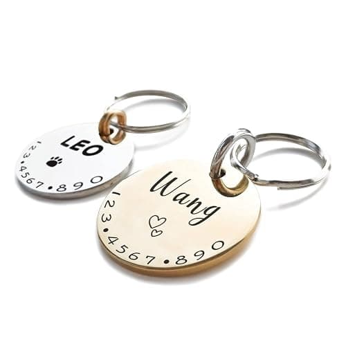 Cats Dogs ID Tags Personalized Lovely Symbols Pets Collar Name Accessories Simple Custom Engraved Products for Extra Small Four Legged Child Necklace Chain Anti-Lost Industrial Steel Charm - Image 1