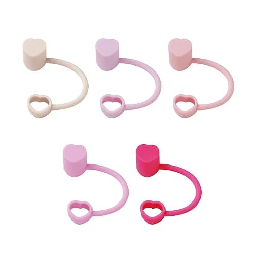 The best MOON Heart-shaped Straw Toppers - Stanley Cup Accessories 30, 40oz | Stanley Straw Cover Tumblers Accessories Multi-Color 5-Pack Girly Birthday Valentines Galentines Day Gifts - Image 1