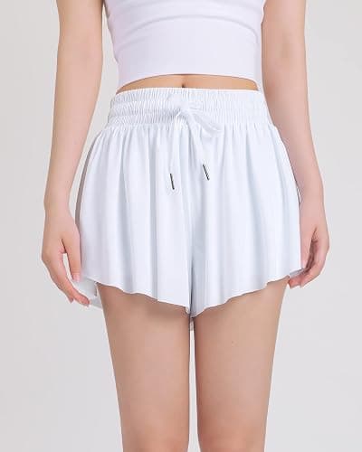 JOCMIC Girls Flowy Shorts, 2 in 1 Preppy Butterfly Shorts with Spandex Liner for Cheer Athletic Gym Teens Casual Clothes thumbnail 3