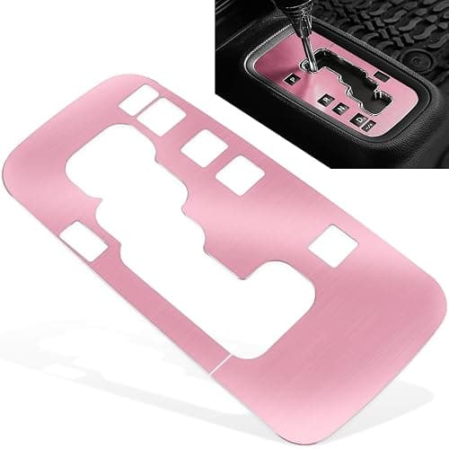 Trim Gear Frame Cover Gear Shift Box Cover For Jeep Wrangler 2012-2018 JK JKU Sport Sahara Freedom Rubicon Unlimited Gear Shift Panel Cover Trim Interior Decoration Accessories Aluminum (Pink) - Image 1