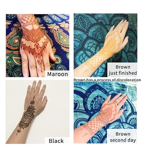11 Sheets total 84 Tattoo Patterns, 6 Pcs 3 Color (Brown Black Maroon) Temporary Tattoo Kit, Tattoo Stencils Kit thumbnail 4