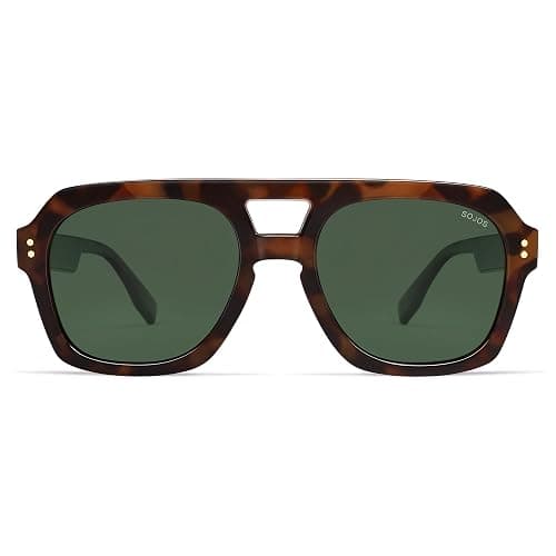 SOJOS Retro Thick Polarized Aviator Sunglasses for Women Men, Large Trendy Bold Square Pilot Shades SJ2385 thumbnail 2