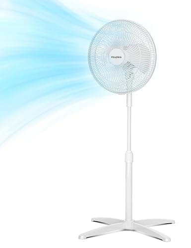 PELONIS 16" Adjustable Oscillating Pedestal Fan for Bedroom, White | Budget Friendly 3-Speed Standing Fan with wide Oscillation and Tilt, Manual Controls for Living Room and Office, Quiet 45dB - Image 1