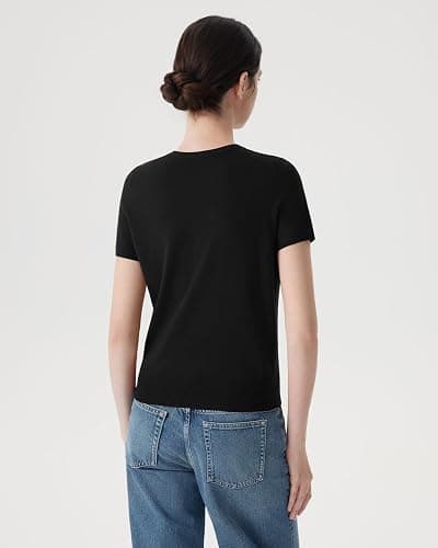 SUUKSESS Women Silk Cashmere Blend Crew Neck Short Sleeve Sweaters Casual Blouse thumbnail 3