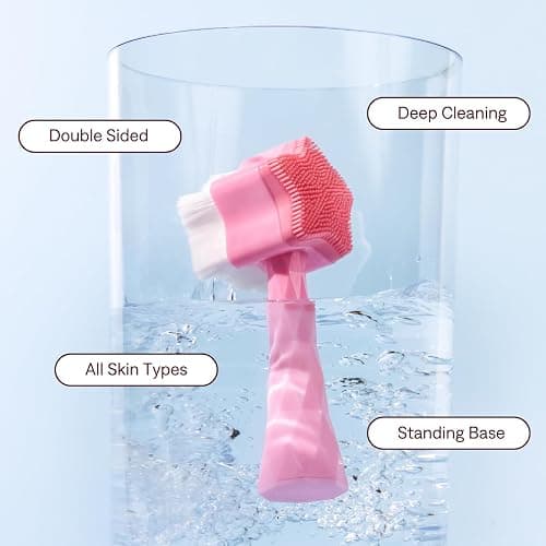 No Mo-Stache All Star Face Brush -Manual Facial Cleansing Brush, 2-in-1 Skin Care face Brush, Silicone Facial Scrubber Manual Dual Face Wash Brush for Deep Pore Exfoliation Massaging Skin Exfoliator thumbnail 6