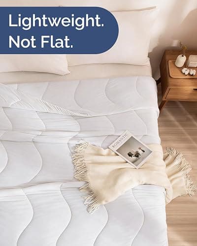 Cooling Comforter Full/Queen Size - Cooling Blanket for Hot Sleepers and Night Sweats - Summer Comforter for Full & Queen Size Beds - Soft, Comfy, Breathable Cold Blanket for Sleeping - 90x90 (White) thumbnail 5