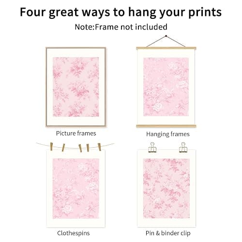 Baccone Pink Floral Wall Art Chinoiserie Flower Wall Decor Pictures Aesthetic Canvas Wall Art Love Shack Fancy Poster Vintage Floral Prints for Living Room Bedroom 12x16 Inch Unframed Set of 3 thumbnail 7