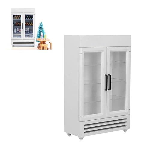 Wood Miniature Refrigerator, Portable Miniature Wood Fridge for 1:12 Dollhouse (White) thumbnail 3