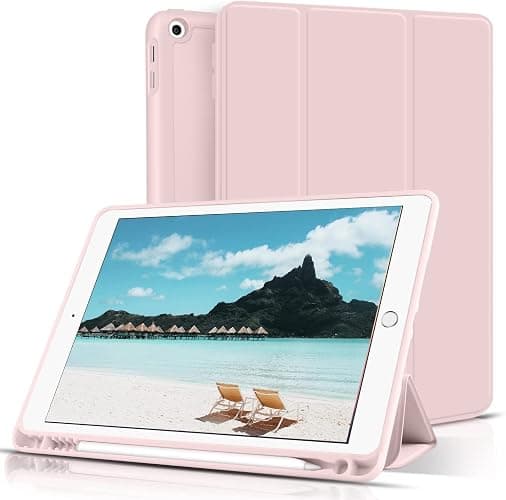 aoub Kompatibel mit iPad 2018/2017 Hülle Fallbeständig verschleißfest Eingebauter Stifthalter Smart Schutzhülle aus Silikon mit Schlafen/Wachen GKompatibel mit iPad 5. und 6. Generation,Rosa - Image 1